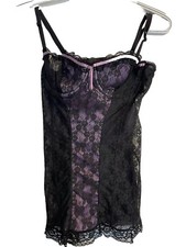 Victoria  s Secret Vintage Y2K Black/ Lavender Lace Babydoll Size 34C