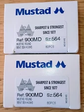 Mustad & Son Round Bent Sea Hooks 6 Flatted Duratin 900MD Sz 564 160pc Bait Hook