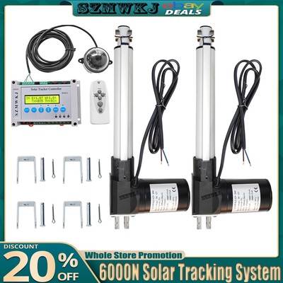 DC12V Dual Axis Solar Tracking Tracker &6000N 8'' Linear Actuators &Controller AT