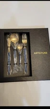 Flatware Set 16 Pck Set  Blue-Gold. Articture Brand 