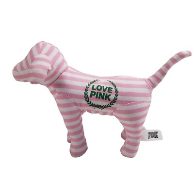 Victorias Secret Dog Plush Love Pink White Striped Stuffed Animal