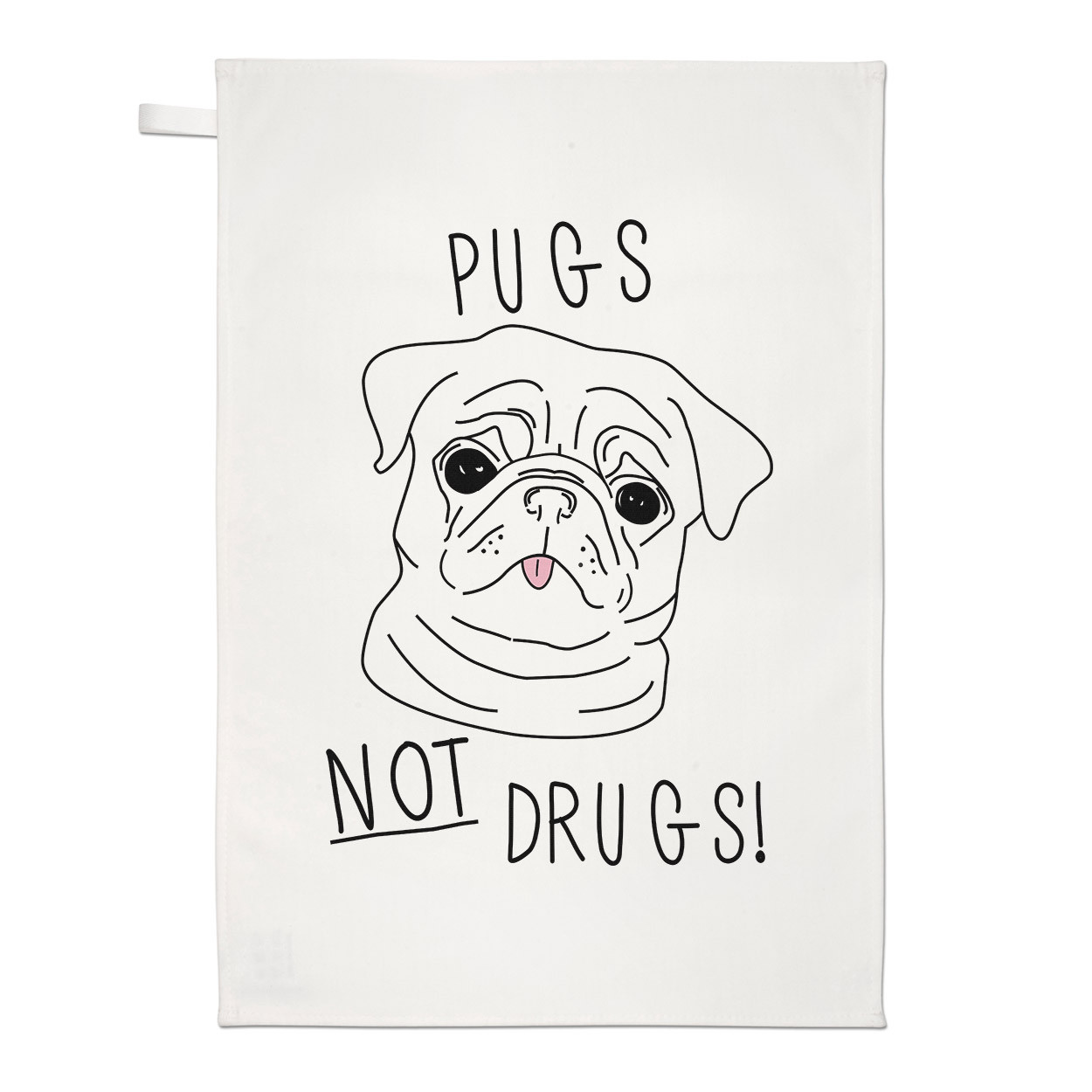 Pugs Not Drugs Tea Towel Dish Cloth - Dog Puppy Funny
