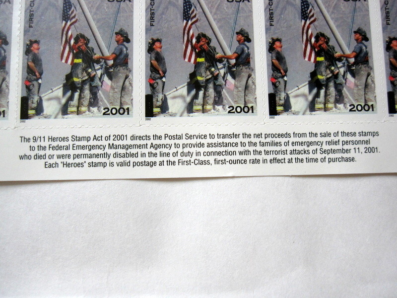 MNH America Responds: 9/11 Heroes, Full Sheet of 20 Stamps, USA 2001 ...