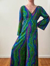 Vintage 1960s Neon Psychedelic Palazzo Leg Jumpsuit