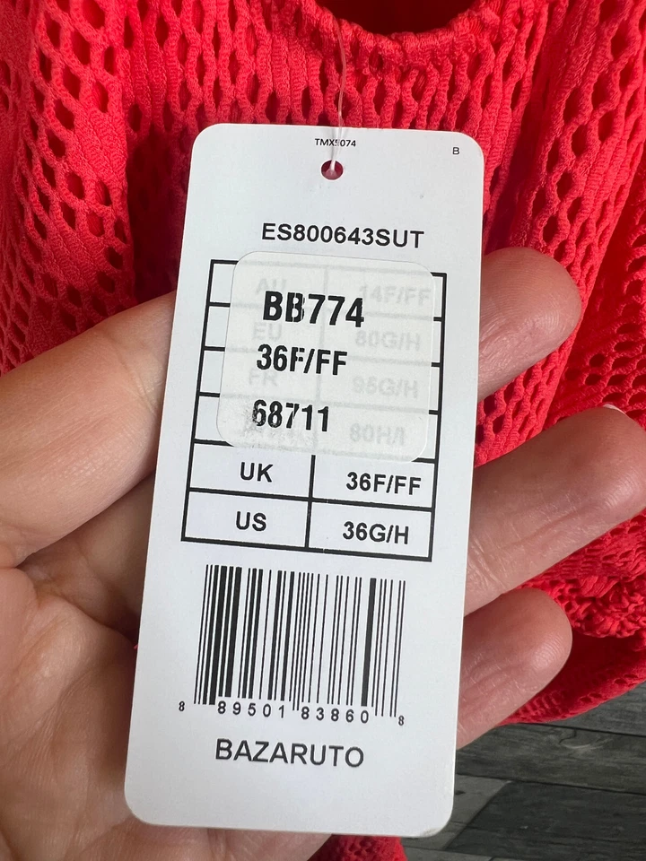 Traje de baño Elomi Bazaruto talla UK 36F rojo ganchillo traje de baño sin cable Foto 3 de 4