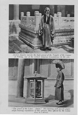 HOHEPRIESTER TEMPEL LAMAS PEKING LAMA GEBET um 1920 ILLUSTRATION IM ALTEN DRUCK
