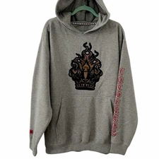 JNCO Vintage Y2k Hoodie Crown Flames Patch Logo Men Large Grunge RARE