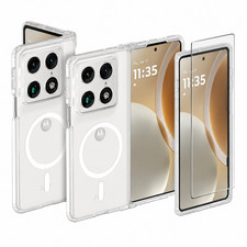 For Motorola Razr Fold 2026 Slim Fit Rugged Frosted Magnetic Case Tempered Glass