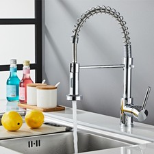 360° Monobloc Kitchen Sink Mixer Tap with Pull Out Hose Spray Single Lever UK