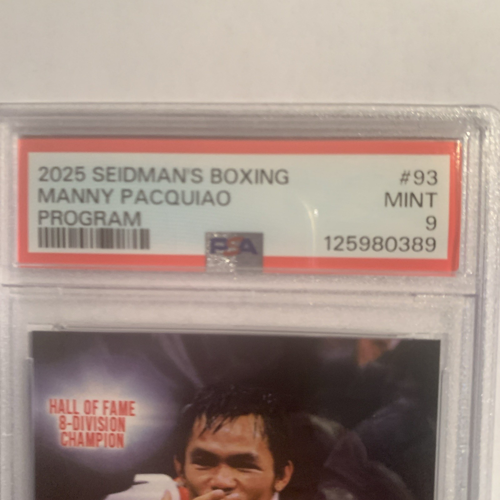 Manny Pacquiao 2025 PSA 9 Seidman’s Boxing HOF & 8-Division Champion Card #93 view 2