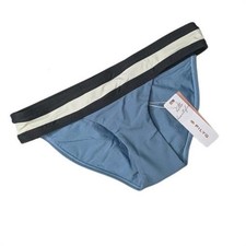 NWT Pilyq Grey Colorblock Banded M Cheeky Bikini Swim Bottoms 96491