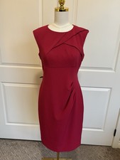 Adrianna Papell Fuchsia Sheath Dress Size 8 Asymmetric Pleated Cocktail Work