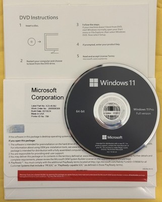 Windows 11 Professional 64Bit DVD Product Key Factory Sealed
