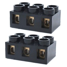 2PCS Dual Row Terminal Blocks 500V 60A 3 Position Barrier Strip Connectors