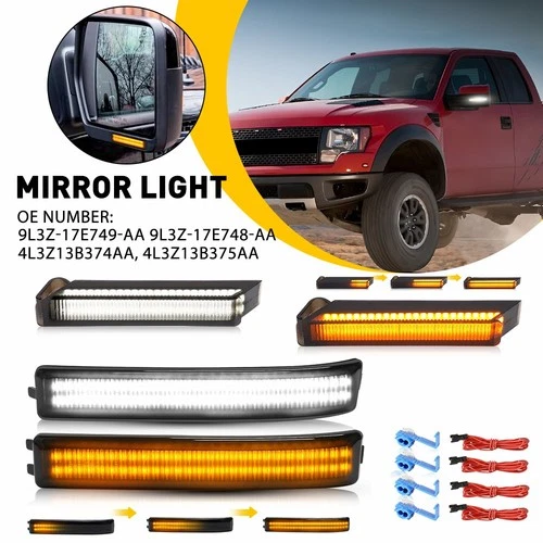 4PCS Sequential LED Rearview Mirror Turn Signal Light  for 2009-2014 Ford F-150