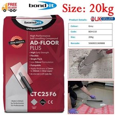 Bond It 20kg LEVELMASTER AD-FLOOR PLUS Self Level Leveling Compound 3-50mm Grey
