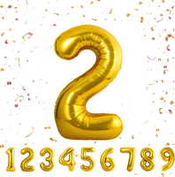 Balloon Geburtstag Zahlen Gold Luftballon 2 Jahre | Folienballon 2 -Riesen Folie