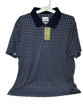 Goodfellow NAVY Patterned Mens Polo Shirt Standard Fit Wrinkle Resistant XXL NWT