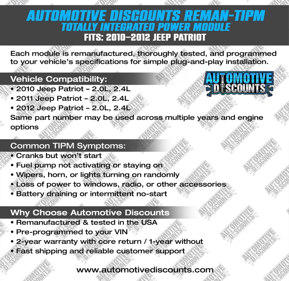 2014 JEEP PATRIOT Rebuilt TIPM 04692342 PROGRAMMED PLUG & PLAY READY - Image 4 of 4