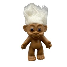 Vintage 6" Troll White Hair Purple Eyes H