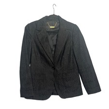 Trina Turk Black Lace Boyfriend Blazer Size 4 One Button Tailored Jacket Career