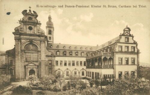Postcard household ladies pension Carthaus Trier St. Bruno monastery 1912