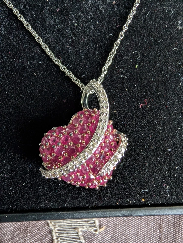 Ruby (2-1/2 ct. t.w.) and Diamond (1/5 ct. t.w.) Heart Pendant in Sterlingsilver - Image 2 of 4