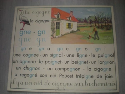 AFFICHE N° 39 N°40 SCOLAIRE POUCET ECUREUIL METHODE LECTURE LA CIGOGNE CAILLE - Photo 1/4