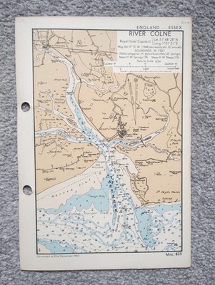 The River Colne - 1943 Vintage Admiralty Royal Navy Map (Seller Ref B3)