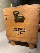 Vintage Essex Valet Deluxe Shoe Shine Box with Content Golden Oak NonProfit EDU