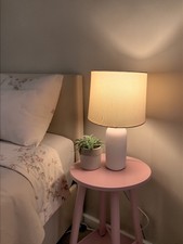 Pink Blush Ceramic Table Lamp Pink Fabric Shade E14 Bedside Room Modern Light