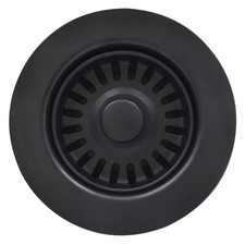 3-1/2 Inch Polymer Black Sink Drain Assembly with Basket Strainer and Stopper...