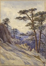 Arthur Herbert Hussey (1863-1923) Watercolour Painting Aitone Corsica France