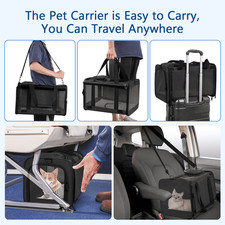 Cat Carrier, Large Cat Carrier for Small Medium Dogs Cats, Foldable Soft-Side...