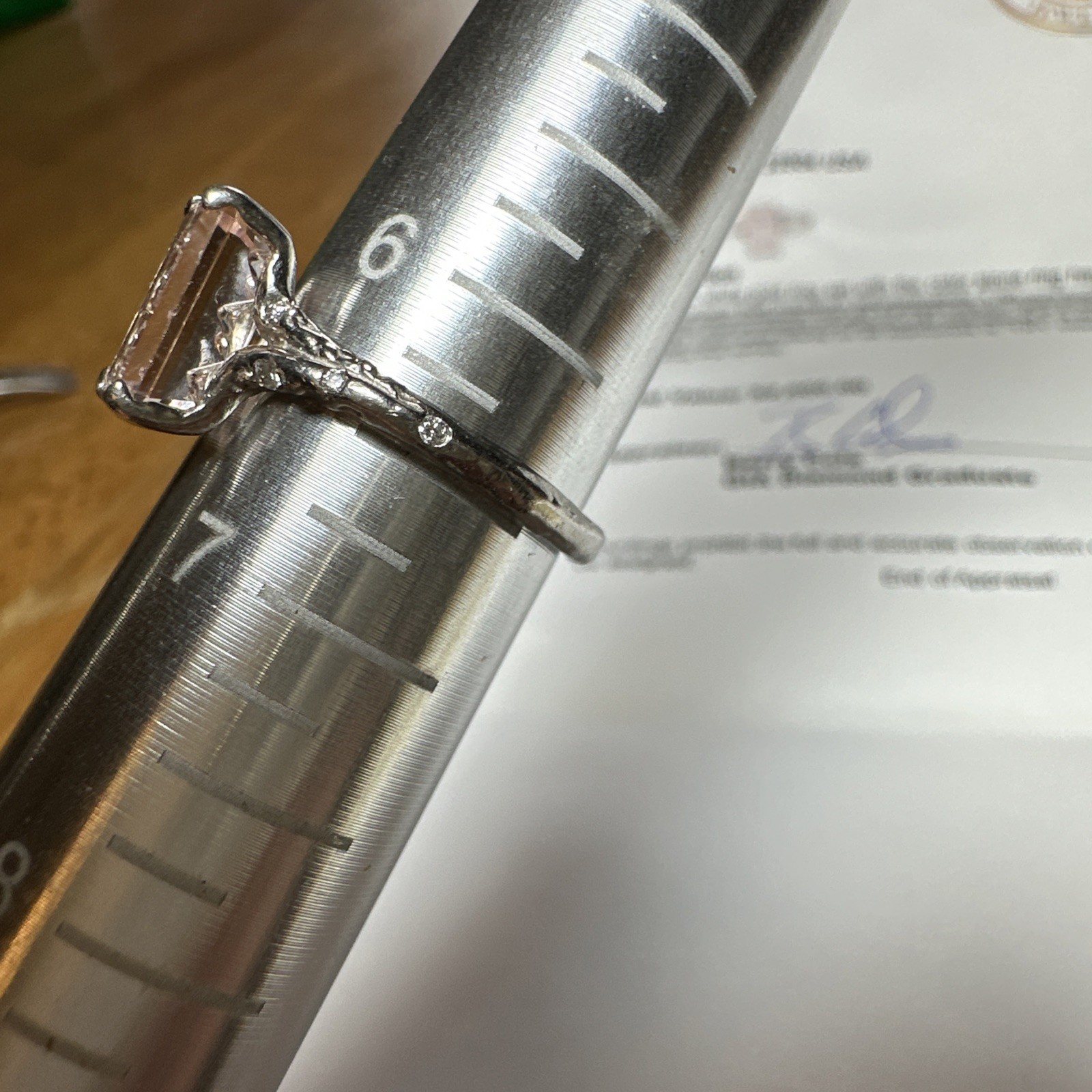 Artisan Created 14k Solid White Gold Morganite Ri… - image 13