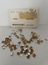 94pc Vintage Swarovski Crystal 10x8mm Oval Gold Foiled Rhinestones Austria