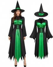 Women With Wicked Witch Hat Halloween Costume For Adult Witch dress Full