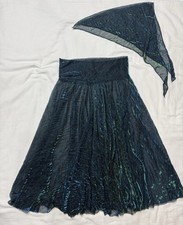 Authentic Indian Skirt Women s S Sheer Blue/Green Animal Print Iridescent Boho