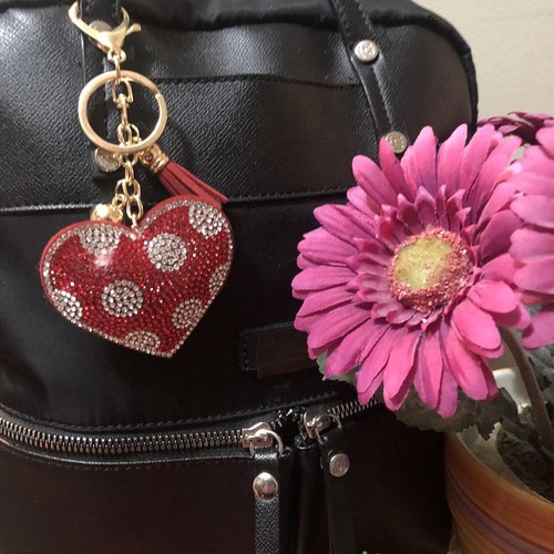 Popfizzy Polka Dot Heart Keychain, Purse Charm, Valentine's Day Gift for Her - Picture 7 of 9