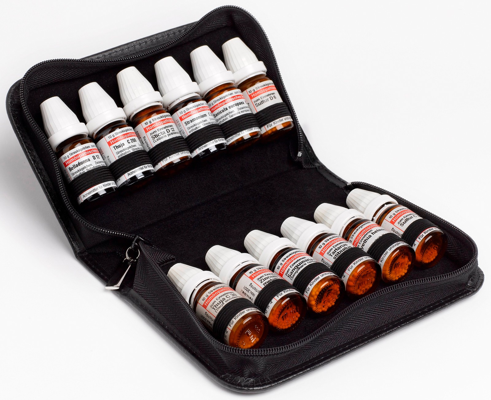 Lederetui für 12 DHU/Spagyra Flaschen à 10ml Flüssigkeit, Öle, Essenzen, Globuli