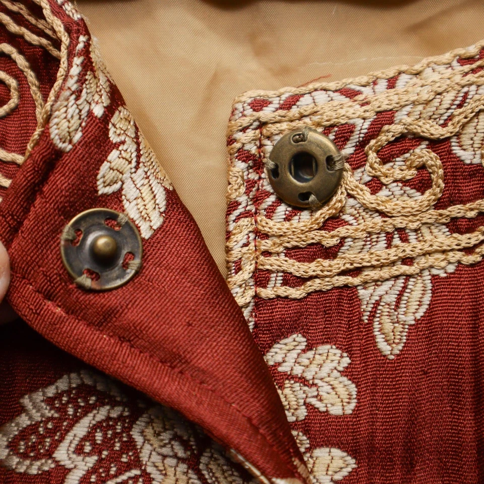 Jaqueta Chico's Feminina XL Ouro Vermelho Floral Brocado Dinheiro Antigo Elegante Boho Madura - Imagem 4 de 4
