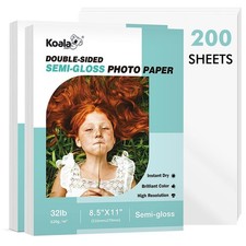 200 Ct Koala Double Sided Semi Glossy Photo Paper 32lb 8.5x11 for Inkjet Laser