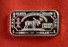 1 Gram Solid Silver Bar With Large Moose! Fine .999 Pure Silver! Double-Sided!