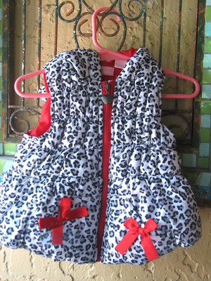 Kids Headquarter Animal Print Hodder Puffer Vest With Bows Girl 18 month