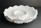 Fenton White Hobnail Milk Glass Ashtray/Chip & Dip/Candle Bowl | 8" Signed