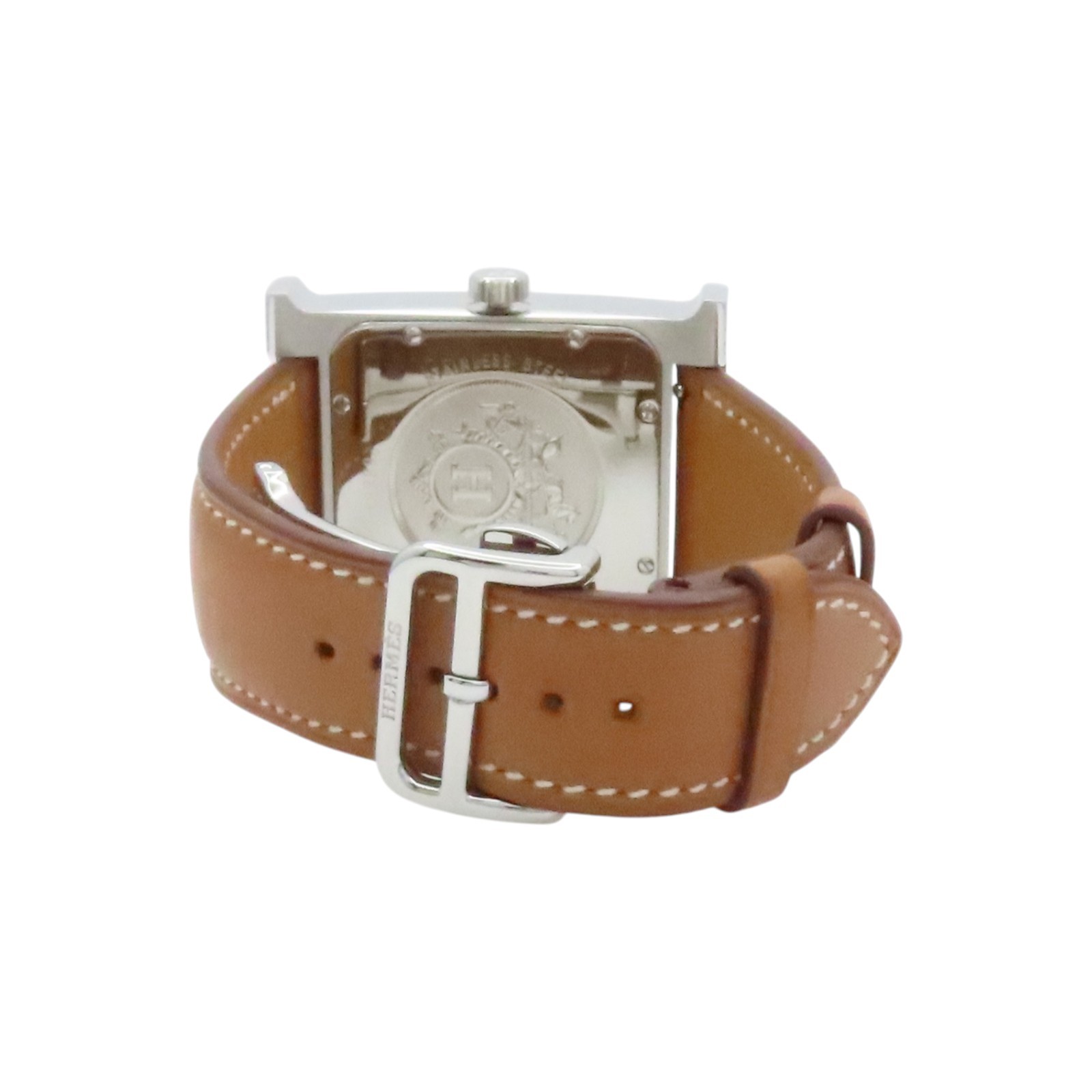 HERMES Heure H Watch Automatic White Dial Brown Leather Strap HH2.810.220 image 3