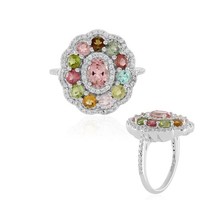 Cavill Damen Silberring 2,62Ct Turmalin Pink Floral 925Er Echtschmuck
