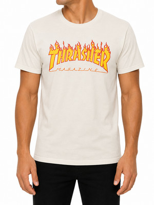 THRASHER Herren White Graphic Skate T-Shirt Größe S Rundhals Baumwolle
