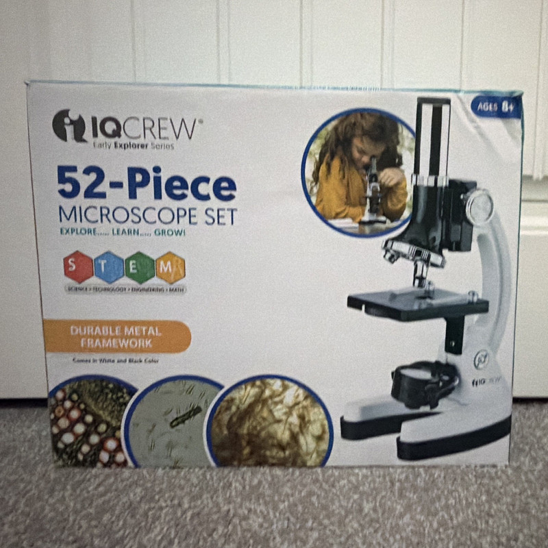 IQCREW Early Explorers 52-Piece 1200X Microscope Set w/ Carrying Case, 8+