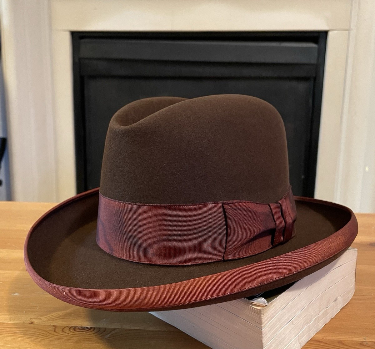 帽子 40s EX VINTAGE STETSON Flagship 3/8 59cm Vintage 1940s Royal Stetson Deluxe The Madison Brown Homburg